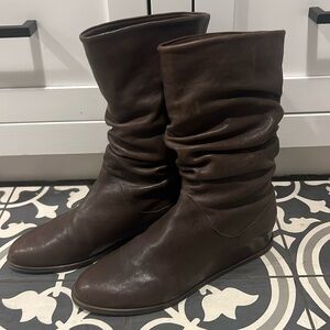 Stuart Weitzman Slouched Leather Wedge Boots